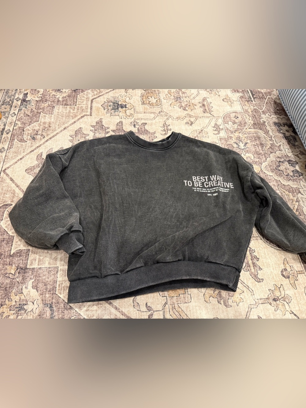 Zara charcoal grey acid-washed crewneck-kids 8-9 years